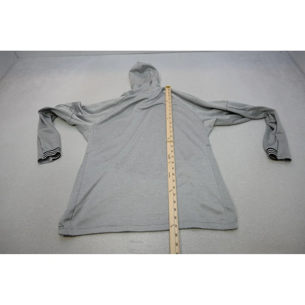 Adidas Hoodie Men Medium Grey Crossover Neck Athletic Activewear Excellent